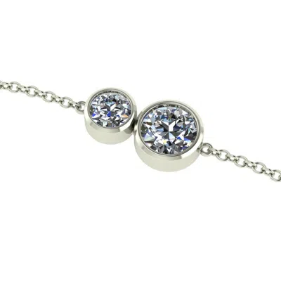 Cervin Blanc Women's White Gold Diamond You & I Bracelet- Classic