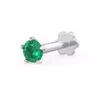 Cervin Blanc Women's White Gold Emerald Nose Pin Screwbacks Natural Gemstones Stud Nostril Piercing In White
