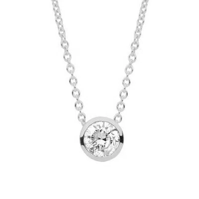 Cervin Blanc Women's White Gold G-si Rubover Diamond Pendant Chain