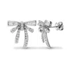 Cervin Blanc Women's White Gold Round & Baguette Diamond Bow Earrings In White