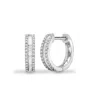 Cervin Blanc Women's White Gold Round & Baguette Diamond Earrings Hoops In White