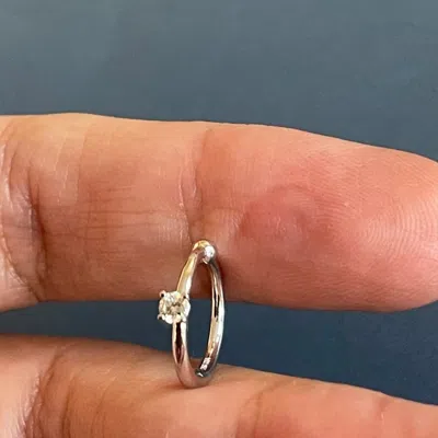 Cervin Blanc Women's White Gold Solitaire Diamond Nose Hoop Ring Nasal Piercing Clicker