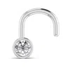 Cervin Blanc Women's White Gold Solitaire Diamond Nose Stud Pin Vs Piercing Bezel Set In White