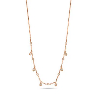 Cervin Blanc Women's White / Rose Gold Diamond Necklace Bezel Charm Teardrops In Rose Gold