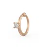 Cervin Blanc Women's White Rose Gold Solitaire Diamond Nose Hoop Ring Nasal Piercing Clicker In White