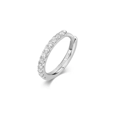 Cervin Blanc Women's White / Silver White Gold & Diamond Cartilage Hoop Earrings In Multi