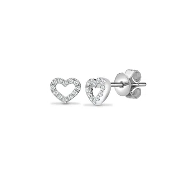 Cervin Blanc Women's White / Silver White Gold Diamond Heart Earrings In Multi