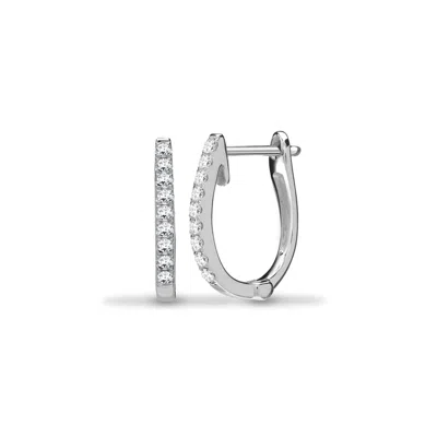 Cervin Blanc Women's White / Silver White Gold Diamond Oval Hoop Earrings In Multi
