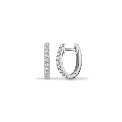 Cervin Blanc Women's White / Silver White Gold Diamond Oval Huggie Earring In Multi