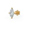 Cervin Blanc Women's White Yellow Gold Solitaire Diamond  Nose Stud Pin Marquise Cut Vs Piercing In White