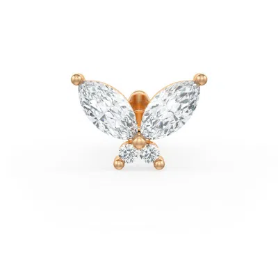 Cervin Blanc Women's Yellow Diamond Cartilage Stud In Rose Gold Marquise Cut Butterfly Screwback Flat Back Pierci