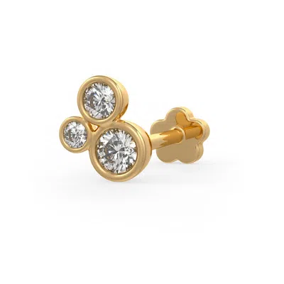 Cervin Blanc Women's Yellow Gold Diamond Nose Pin Bubble Stud With Screwback Nostril Piercing