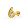Cervin Blanc Women's Yellow Gold Diamond Nose Pin Solitaire Set Paisley Piercing Flat Back Stud.. In Yellow