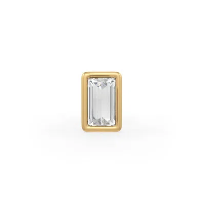 Cervin Blanc Women's Yellow Gold Diamond Nose Stud Baguette Cut Solitaire Nose Pin With Screwback