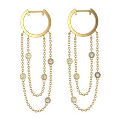 Cervin Blanc Women's Yellow Gold Double Chain Eternity Hoop Earrings