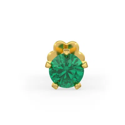 Cervin Blanc Women's Yellow Gold Emerald Nose Pin Screwbacks Natural Gemstones Stud Nostril Piercing