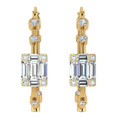 Cervin Blanc Women's Yellow Gold Inside Out Diamond Earrings