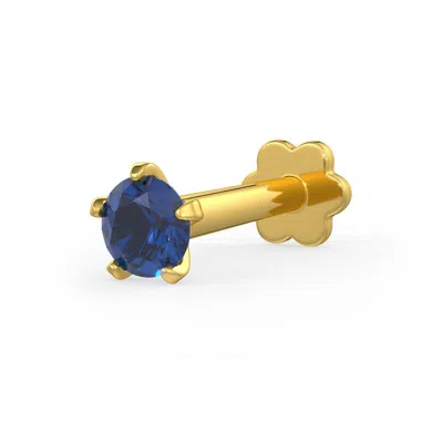 Cervin Blanc Women's Yellow Gold Sapphire Nose Pin Screwbacks Natural Gemstones Stud Nostril Piercing