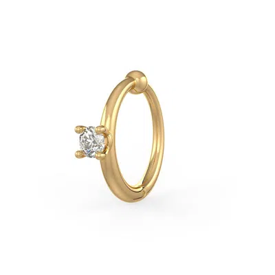 Cervin Blanc Women's Yellow Gold Solitaire Diamond Nose Hoop Ring  Nasal Piercing Clicker
