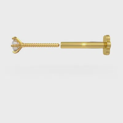 Cervin Blanc Women's Yellow Gold Solitaire Diamond Nose Stud Pin Vs Piercing