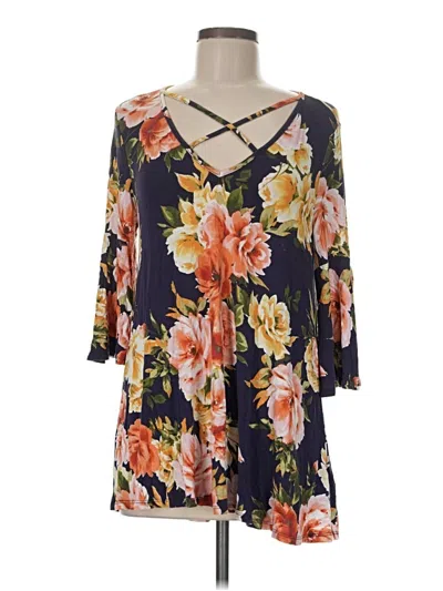 Pre-owned Ces Femme 3/4 Sleeve Blouse In Blue