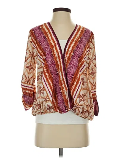 Pre-owned Ces Femme 3/4 Sleeve Blouse In Burgundy