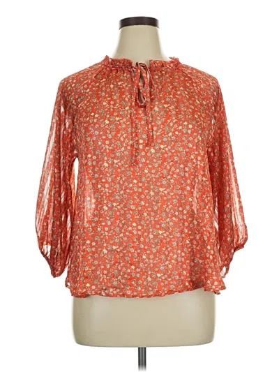 Pre-owned Ces Femme 3/4 Sleeve Blouse In Orange