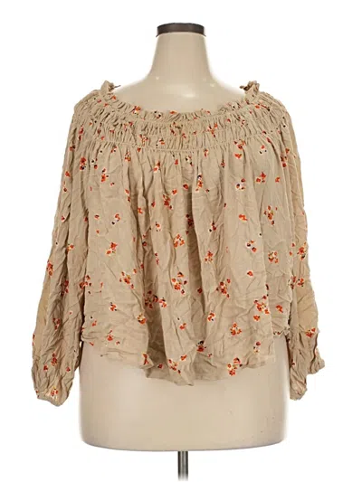 Pre-owned Ces Femme 3/4 Sleeve Blouse In Tan