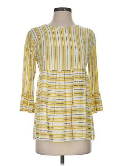 Pre-owned Ces Femme 3/4 Sleeve Blouse In Yellow