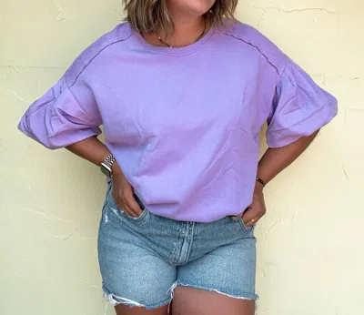 Ces Femme Balloon Sleeve Top In Purple
