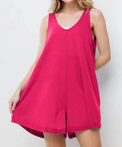 Ces Femme Chill Vibes V-neck Romper In Hot Pink