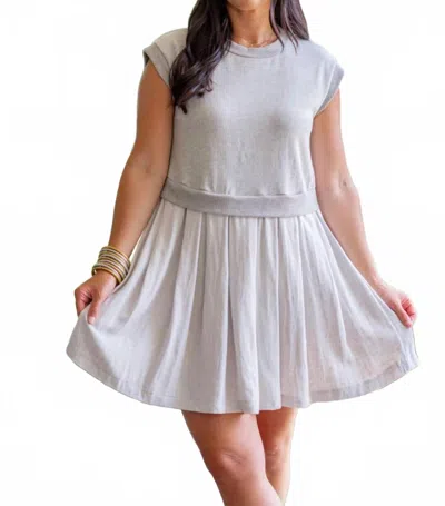 Ces Femme Crew Neckline Mini Dress In Light Grey In White