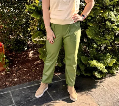 Ces Femme Faux Leather Drawstring Jogger Pants In Olive In Green