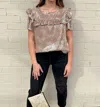 Ces Femme Life's A Party Top In Taupe In Grey