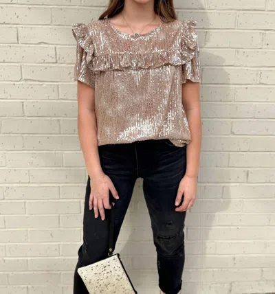 Ces Femme Life's A Party Top In Taupe In Grey