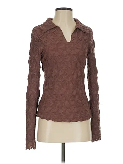 Pre-owned Ces Femme Long Sleeve Polo Shirt In Brown