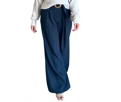 Ces Femme Madison Belted Trouser Pants In Navy In Blue