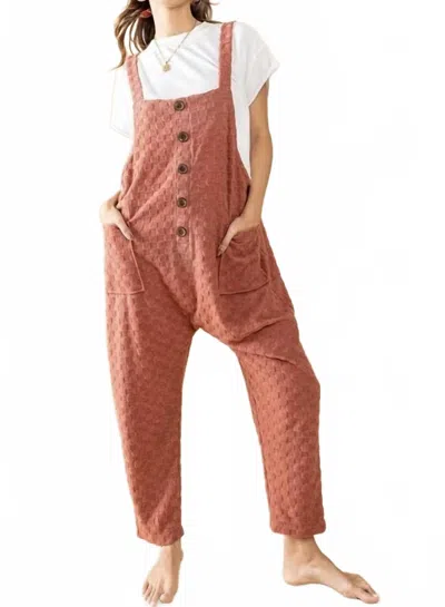 Ces Femme Not Trying Today Jumpsuit In Rust In Pink
