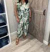 Ces Femme Paisley Print Summer Jumpsuit In Green & Ivory In White