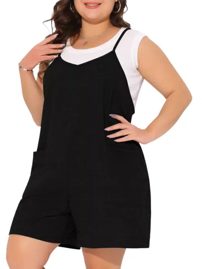 Ces Femme Raw Edge V-neck Romper In Black