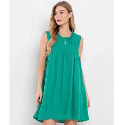 Ces Femme Ruffled Chiffon Mini Dress In Green