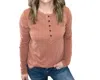 CES FEMME SHORT LIVED LONG SLEEVE HENLEY TOP IN RUST