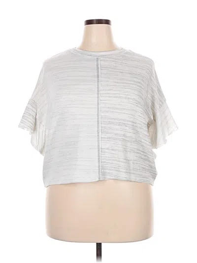 Pre-owned Ces Femme Short Sleeve Top White Mock Neckline Tops