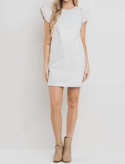 Ces Femme Soft Faux Leather Mini Dress In Pearl In White