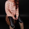 Ces Femme Sweet Side Long Sleeves Oversized Striped Top In Coral