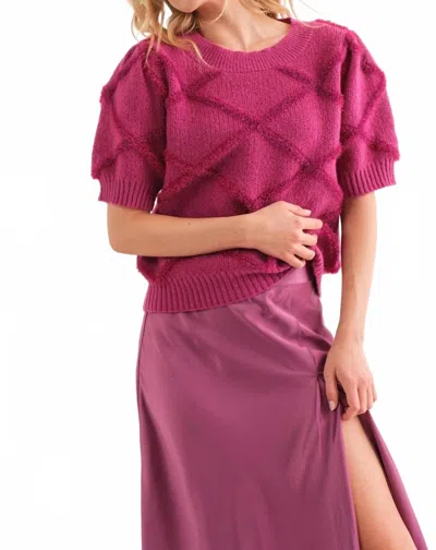 Ces Femme Texture Detail Knit Top In Magenta In Pink