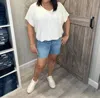 Ces Femme V-neck Boxy Fit Lightweight Spring Knit Sweater Top In Off White In White