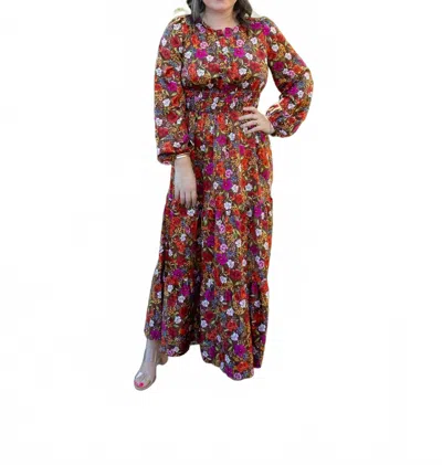 Ces Femme V-neck Flower Woven Print Tiered Dress In Kelly Green In Multi