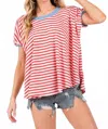 Ces Femme Weekend Wind Down Stripe Shift Top In Red & White In Red