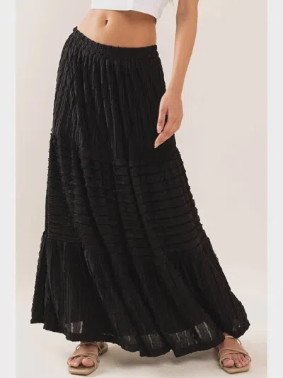 Ces Femme Women's Textured Tiered Long Skirt In Black